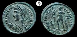 Ancient Coins - Constantius II, 337-361 AD. Follis. Cyzicus mint. EF. Silvering still remaining.