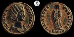 Ancient Coins - Fausta. Augusta, AD 324-326. Æ Follis. Extremely Rare and Superb coin of  Fausta. Natural earthen patina.