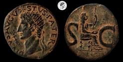 Ancient Coins - Divus Augustus, died 14. As AE. Rome mint, Struck under Tiberius. EF.