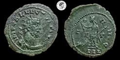Ancient Coins - Allectus. Romano-British Emperor. AE Antoninianus. London mint. 293-296 AD. Beautiful glossy green patina. Choice VF.