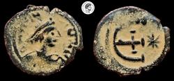 Ancient Coins - Justinian I. 527-565 AD. AE Pentanummium. Theoupolis (Antioch) mint. VF.