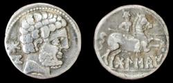 Ancient Coins - Celt-Iberian, Bolskan (Osca) AR Denarius. Iberia, 150 - 100 B.C. Spain. Very Fine.