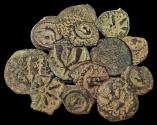 Ancient Coins - Lot of 13 Judaea prutah AE Coins. Fine to at Very Fine. Sold as is.