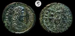 Ancient Coins - Gratian. AE Follis. Antioch mint. 367-383 AD. Nice green patina. Reverse weakly struck. VF.