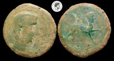 Ancient Coins - Iberia, Kastilo. Early 2nd century B.C. AE 31. Fine, green patina.