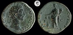 Ancient Coins - Commodus AE Sestertius. Rome mint, 181 AD. Wonderful deep green patina, excellent portrait. VF.