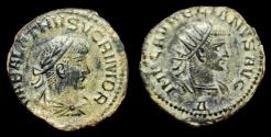 Ancient Coins - Vabalathus and Aurelian. AE Antoninianus. 271-272 AD. Antioch mint. VF.