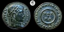 Ancient Coins - Constantine I 'the Great'. AE Follis. Thessalonica mint. 307/310-337 AD. Nice green patina. VF.