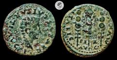 Ancient Coins - Drusus AE Semis of Italica, Spain. 14 BC - 41 AD. Struck under Tiberius 37 - 41 AD. VF. Rare!