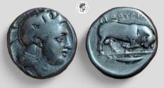 Ancient Coins - Lucania, Thourioi. Circa 400-350 BC. AR Nomos. Very Fine. Nice deep cabinet tone.