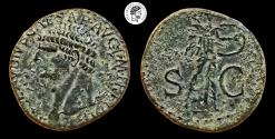 Ancient Coins - CLAUDIUS. 41-54 AD. AE As. Rome mint. Very nice green patina with attractive earthen deposits. VF.