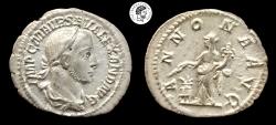 Ancient Coins - Severus Alexander. AR Denarius. Rome mint. 217-235 AD. Stunning portrait, nice tone. EF.