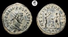 Ancient Coins - Probus. AE Antoninianus. Antioch mint, 276-282 AD. Beautiful Patina. Very Fine.