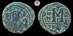 Ancient Coins - Maurice Tiberius. 582-602 AD. AE Follis. Theoupolis (Antioch) mint. Fine.