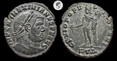 Ancient Coins - Maximianus. AE Follis. 286-305 AD. Heraclea mint. Toned partial silvering and dark black patina, slight die wear. Near EF.