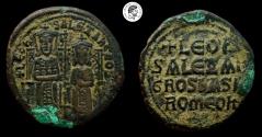 Ancient Coins - Leo VI the Wise (886-912 AD), with Alexander. AE Follis. Constantinople mint. aEF with deposits.