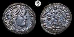 Ancient Coins - Valentinian I. AE Siscia mint. 364-375 AD. Nice black patina. Very Fine.