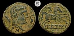 Ancient Coins - Sekobirikes. AE Unit. 120-30 BC. Saelices (Cuenca). Attractive Earthen Deposits. Nice specimen. Very Fine.
