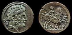 Ancient Coins - SPAIN, Bolskan. Circa 150-100 BC. AR Denarius. VF & Toned.