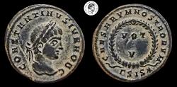 Ancient Coins - Constantine II As Caesar. AE Follis. 337-340 AD. Siscia mint. Attractive desert patina. Very Fine.