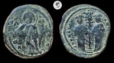 Ancient Coins - Constantine X and Eudocia. 1059-1067 AD. Æ Follis. Constantinople. aVF.