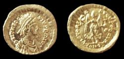 Ancient Coins - Theodosius II. AV Tremissis, AD 430-440, Constantinople mint. Very Fine.
