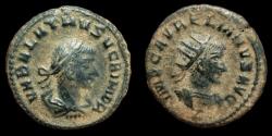 Ancient Coins - Vabalathus, with Aurelian. 270-275 AD. Antoninianus. Beautiful brown desert patina. Very Fine.