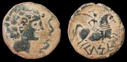 Ancient Coins - Celt-Iberian Kelse. AS. AE. 120-50 B.C. Velilla del Ebro (Zaragoza). Beautiful Brown Patina. Very Fine.