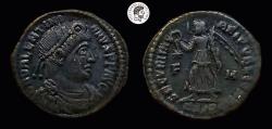 Ancient Coins - Valentinian l, 364-375 AD. AE3. Siscia mint. Uneven aXF, brown patina.