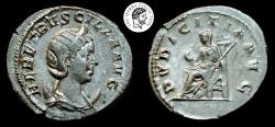 Ancient Coins - Herennia Etruscilla. Augusta, AD 249-251. AR Antoninianus. Rome mint. EF. Wonderful portrait.