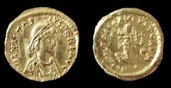 Ancient Coins - ANASTASIUS I (491-518 AD.). GOLD Tremissis. Constantinople mint.