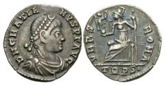 Ancient Coins - Gratian. A.D. 367-383. AR siliqua. Treveri mint. VF.