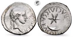 Ancient Coins - Juba II, with Kleopatra Selene. AR Denarius. 25 BC-AD 24. Caesarea mint. Some roughness, area of weak strike. Very Fine.