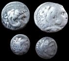 Ancient Coins - Lot of 4 Ancient Silver Greek coins 2 Tetradrachms and 2 Drachms of the Kings of Macedon.