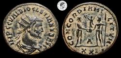 Ancient Coins - Diocletian. AE Antoninianus. 284-305 AD. Cyzicus mint. Nice details some deposits. Very Fine.