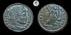 Ancient Coins - Constantine I 'the Great' BI Nummus. Sirmium mint. Glossy green patina. aEF.