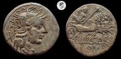 Ancient Coins - CN. PAPIRIUS CARBO. AR Denarius. 122 BC. Rome mint. aVF. Toned.