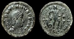 Ancient Coins - Gratian AE. Siscia mint. 367-383 AD. CHRISTIAN CHI-RHO Labarum. VF.
