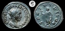 Ancient Coins - Herennius Etruscus. As Caesar, AD 249-251. AR Antoninianus. Rome mint. aEF, toned. Great portrait.