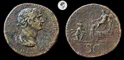 Ancient Coins - Trajan (98-117 A.D.) Ӕ Sestertius. Rome mint, AD 114-117. aVF.