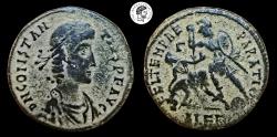 Ancient Coins - Constantius II. AE Maiorina. Alexandria mint. 337-361 AD. Nice black patina with brown. deposits. Very Fine.