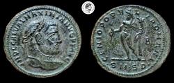 Ancient Coins - Galerius, AE Follis. 305-311 AD. Serdica mint. EF. Silvering still remaining.