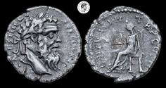 Ancient Coins - Pertinax AR Denarius. Alexandria mint, AD 193. Rare! VF.