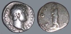 Ancient Coins - Hadrian AR Denarius, 117-138 AD. aVF.
