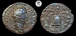 Ancient Coins - Antoninus Pius. AR Denarius. 138-161 AD. Rome mint. Red-brown Deposits. Very Fine.