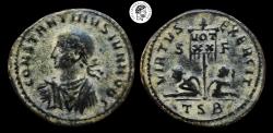 Ancient Coins - Constantine II. As Caesar. AE Follis. Struck under Constantine I The Great 320 AD. Nice earthen deposits. VF Choice. Scarce.