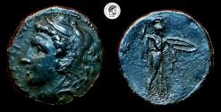 Ancient Coins - Sicily, Syracuse AE25. Time of Pyrrhos, circa 278-276 BC. aVF.