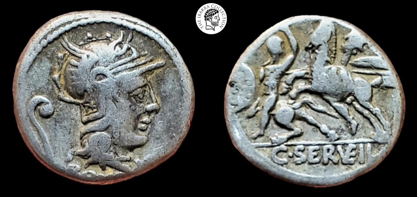 C. Servilius Vatia. 127 B.C. AR Denarius. Rome mint. aVF. Nice toning.