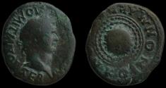 Ancient Coins - Domitian 81-96 AD. AE23 of the Koinon of Macedonia. Nice green patina. Fine.