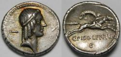 Ancient Coins - Roman Republic C. Piso L.f. Frugi AR Denarius (Rome, 61 BC)